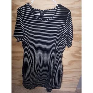 CCX Women's Plus 18 Stripes T-shirt Dress Casual Scoop Neck Minimalist Comfy